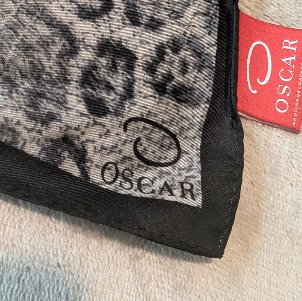 Vintage Oscar de la Renta 100% Silk Snakeskin Print Scarf Quiet Luxury Old Money image 2